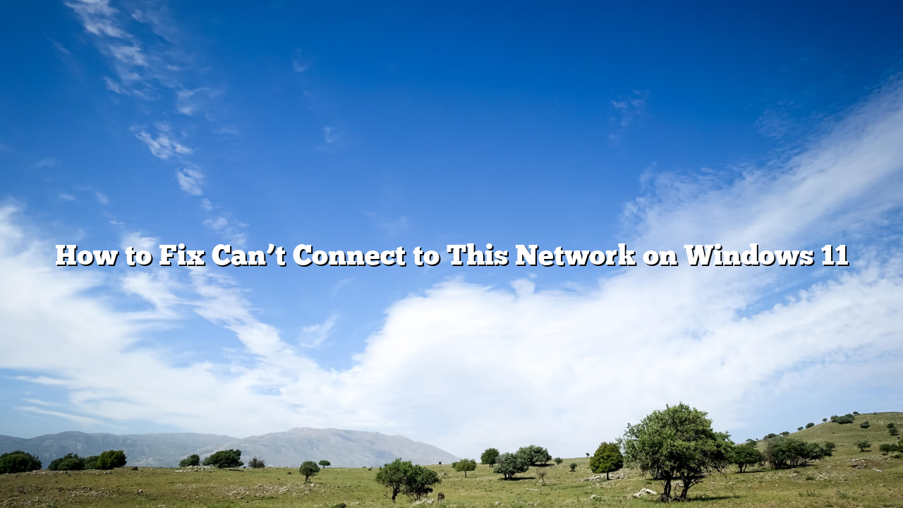 How to Fix Can’t Connect to This Network on Windows 11
